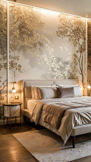 Stylish Leaf & Tree Pattern Wall Picture – Light Base, Waterproof & Customizable