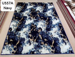 Chinese Rug – Marble Pattern in Off-White with Blue, Gray & Golden Multi-Color Accents