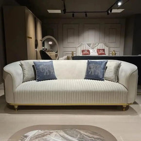 3-Seater Sofa with Line Seat & Elephant Accent Cushions