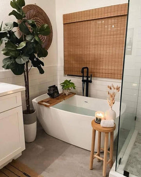 Elegant Box Pattern Plain Bamboo Blind for a Chic and Clean Look