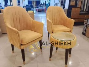 Accent Chair with Lines Design and Matching Side Table