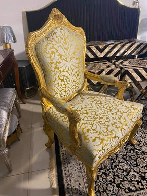 Elegant Long Front Chair with Full Floral and Crown Top Design