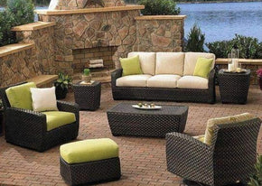 Complete Fiber Sofa Set with Square Chairs, Tables, and Long Sofa