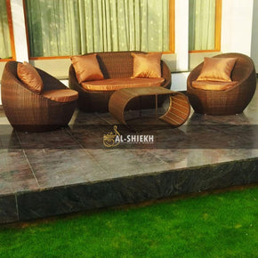 Elegant Fiber Curve Sofa Set with Chairs, Round Table and Cushions