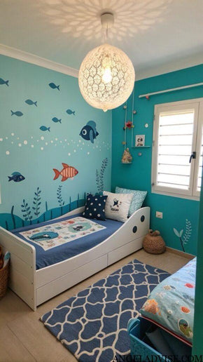 Underwater Theme Kids Bed With Storage And Ocean Wall Décor