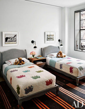 Twin Bed Set With Soft Velvet Foam Headboard Design