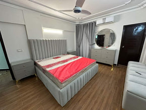 King Size Bed Set with Tufted Design, Built-in Storage & Matching Side Tables – Premium Bedroom Suite