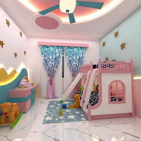 House-Shaped Kids Bunk Bed with Safety Railings on Both Sides