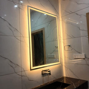 Square LED Mirror with Backlit Glow and Touch Sensor Button
