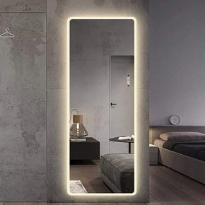Long Backlit LED Wall Mirror with Sleek Design and Ambient Wall Glow