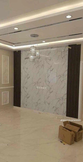 LED Wall with Center PVC Marble and Side WPC Panels