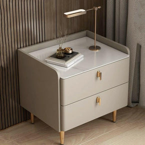 Luxury Side Table with Fancy Legs, 2 Drawers & Decorative Handles