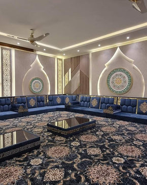 Luxury Arabic Majlis – 6-Inch Foam Seating with Designer Side Border & Button Tufting