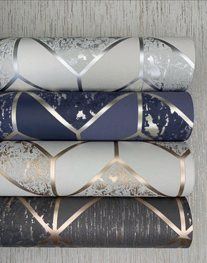 Malaysian Geometric Foil Strip Wallpaper – 4 Colors, Washable & Elegant Design