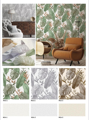 Korean Embossed Leaf Design Wallpaper – Washable, Elegant & Textured Finish