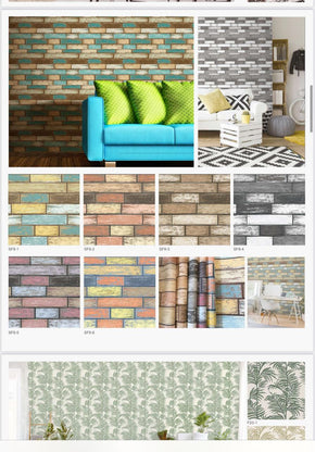 Korean Classical Brick Pattern Wallpaper – Multi & Single Color Options, Washable, Elegant Design
