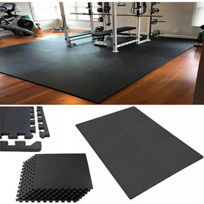 Black Rubber Interlocking Gym Floor Tiles – Durable & Safe