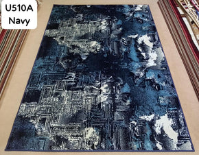 Abstract Multi-Color Rug – Black, Blue & Gray Modern Art Design